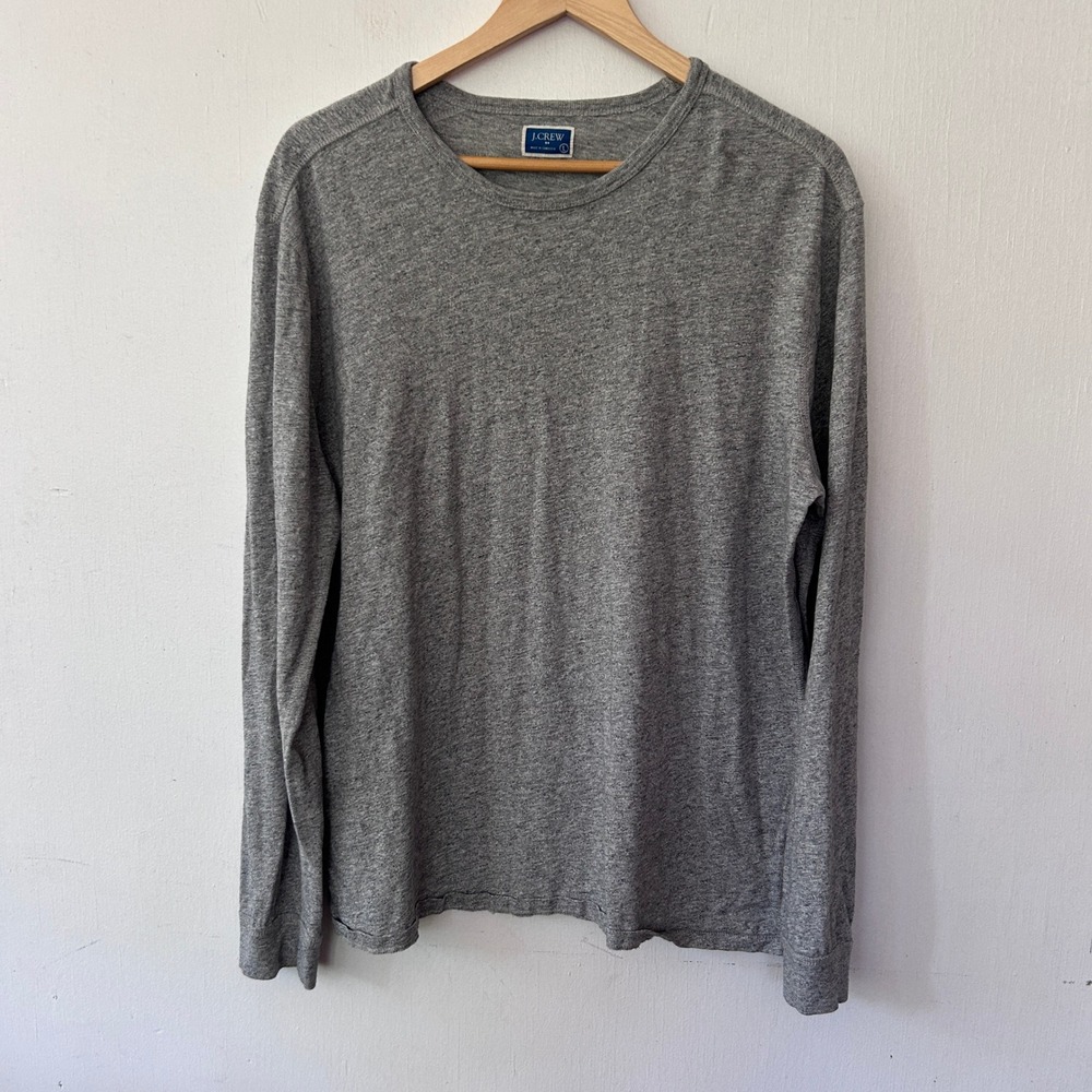 J.Crew Long Sleeve Tee Mens Large Gray Cotton Crewneck Normcore Blokecore Preppy